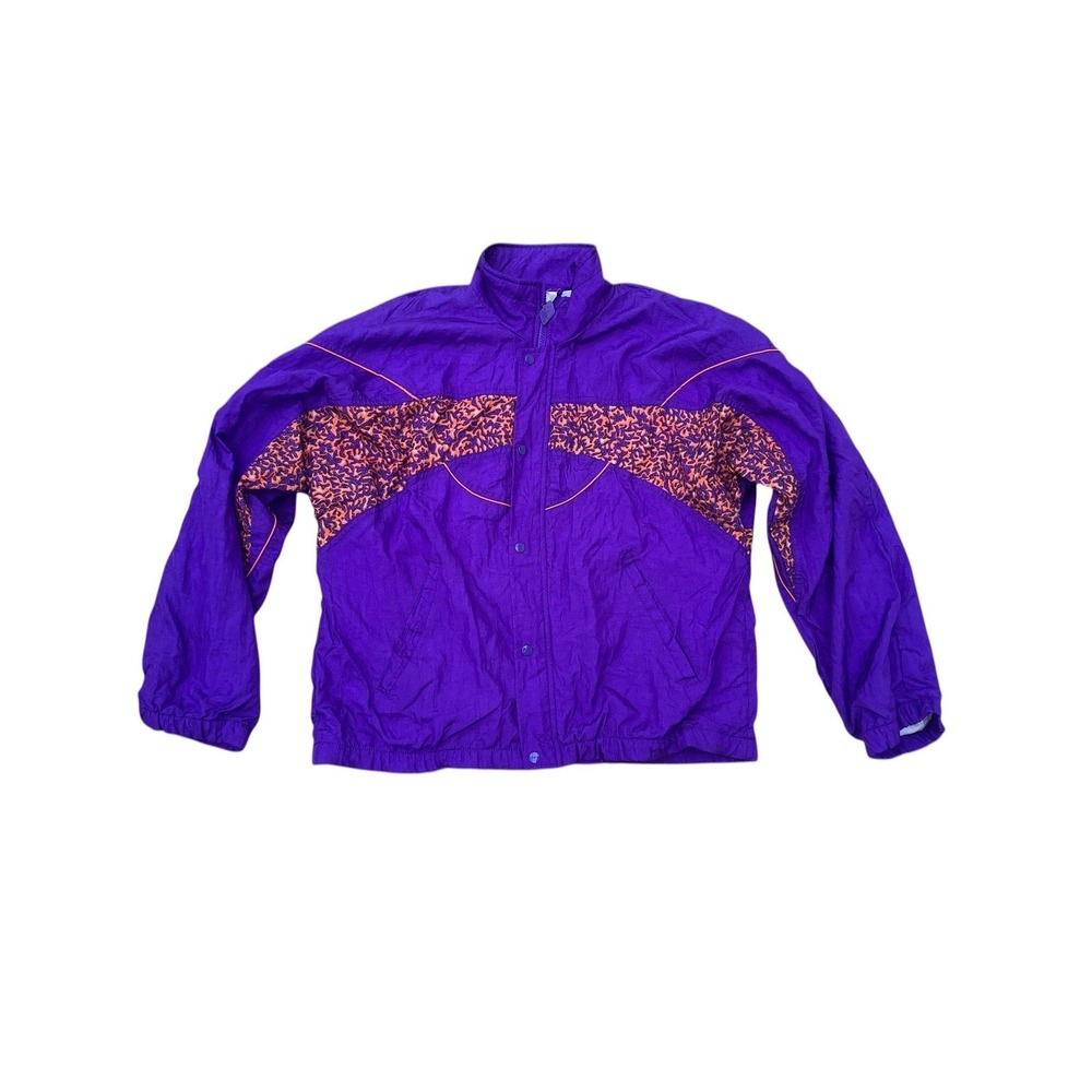 Vintage New Balance Windbreaker Jacket Purple Orange Patterned Mens Medium Retro